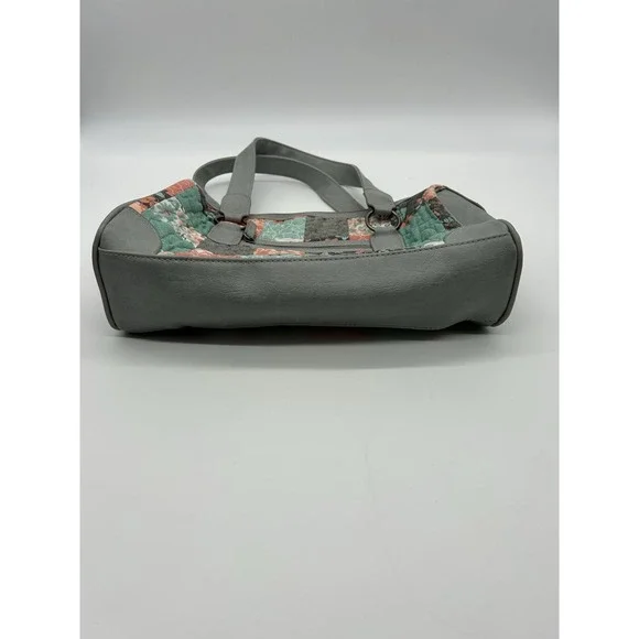 Tess Barrel Shape Handbag in Mint/Mellon/Grey Quilted Patchwork - Picture 2 of 10